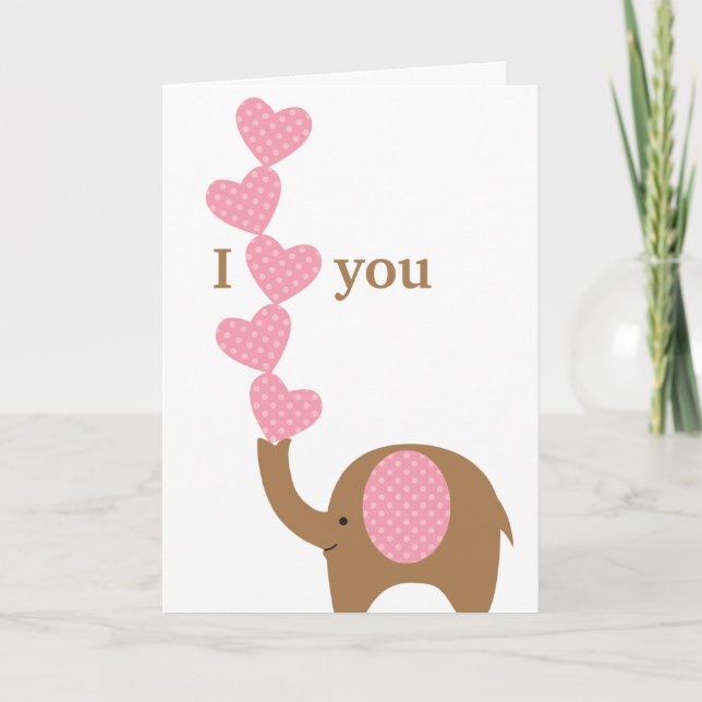 I Love You Elephant Card (Front)