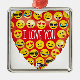 I love you emoji heart metal tree decoration