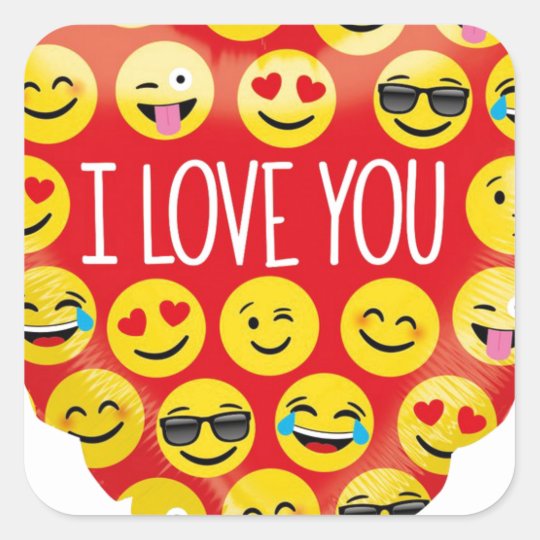 I Love You Emoji Heart Square Sticker Zazzle Co Uk