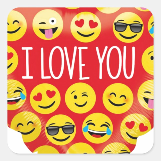I love you emoji heart square sticker (Front)