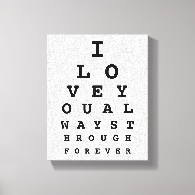 I Love You Eye Chart Canvas (Front)