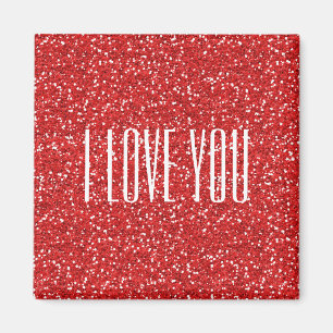 I Love You Faux Glitter or Your Own Text Magnet