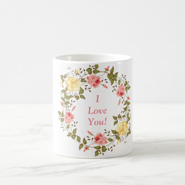 I love you floral mug! coffee mug (Center)