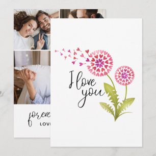 I love You Floral Valentines Day Holiday Card