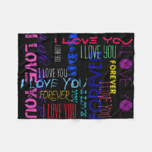 I Love You Forever repeating custom Fleece Blanke