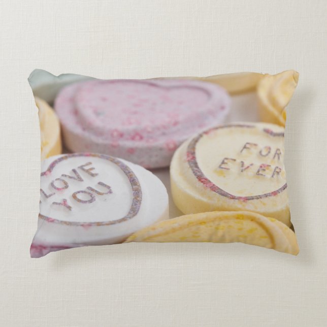 I Love You Forever Sweet Candy Valentine Hearts Decorative Cushion (Front)