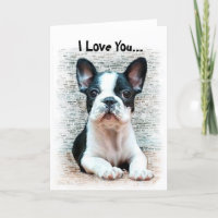 I Love You French Bulldog puppy