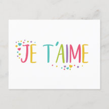 I love you French Je t'aime- rainbow Postcard