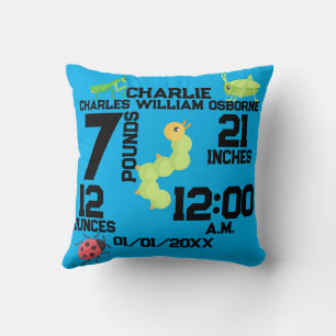 "I Love You!" Frog/Bugs Birth Announcement Cushion