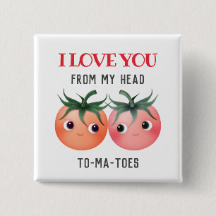 I love you from my head to my toes cute tomatoes 15 cm square badge