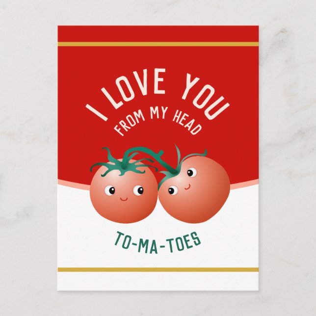 I love you from my head to my toes cute tomatoes postcard (Front)
