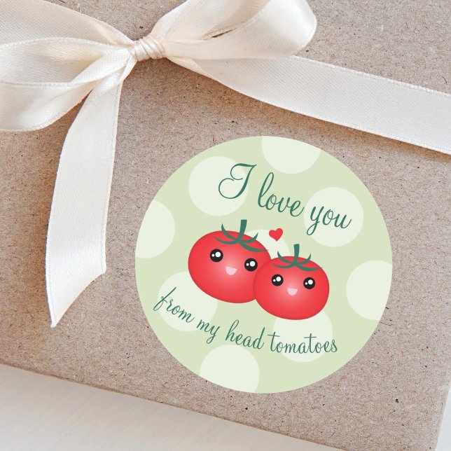 I Love You From My Head Tomatoes Funny Fruit Pun Classic Round Sticker (Creator Uploaded)