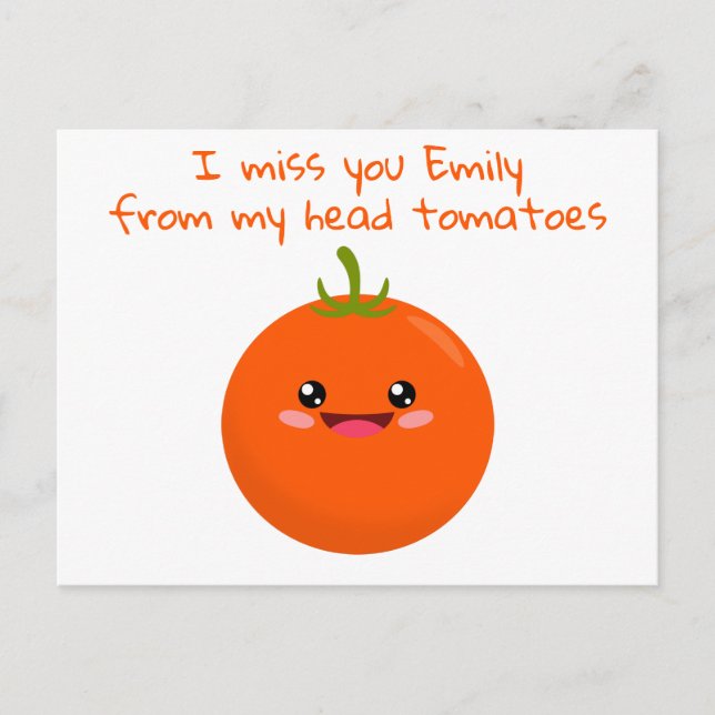 I Love You From My Head Tomatoes Funny Pun Postcard (Front)