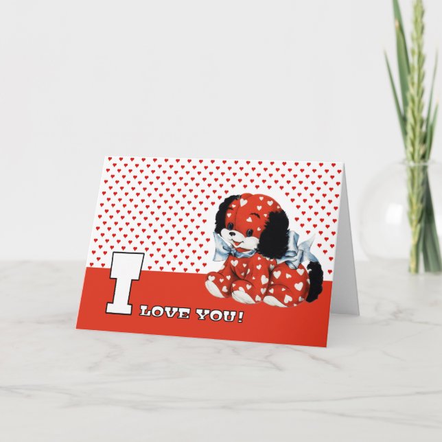 I Love You! Funny Puppy Valentine's Day  Holiday Card (Front)