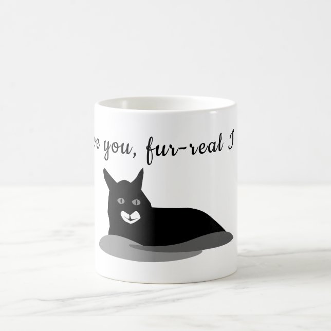 I love you fur-real | black kitty coffee mug (Center)
