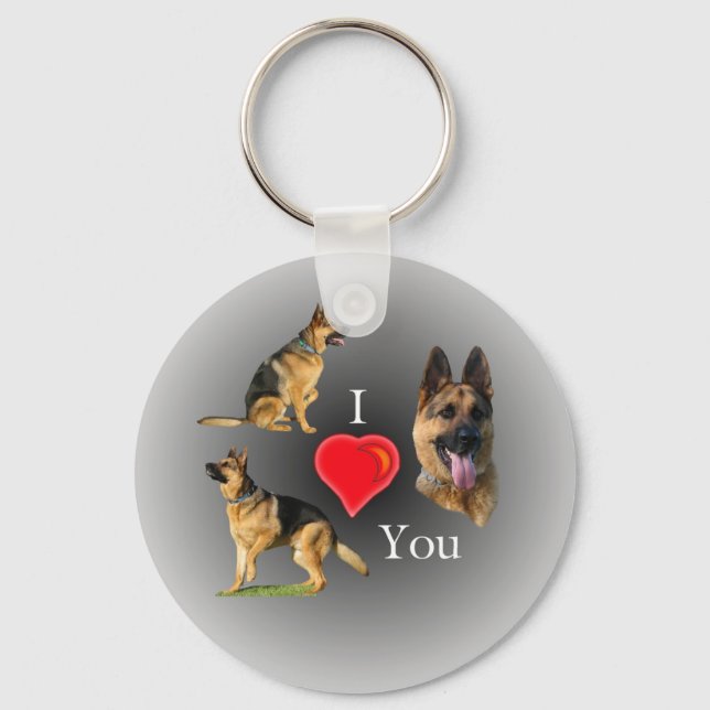 I Love You German Shepherd Key Ring (Front)