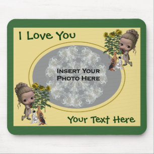 I Love You Girl Puppies Add Photo Mousepad