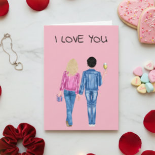 I Love you Girlfriend Valentine's Day Watercolor Holiday Card