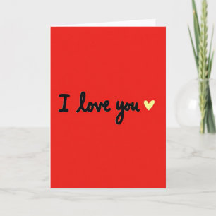 I Love You Gold Foil Yellow Heart Card