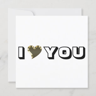 I Love You gold heart modern bold typography Card