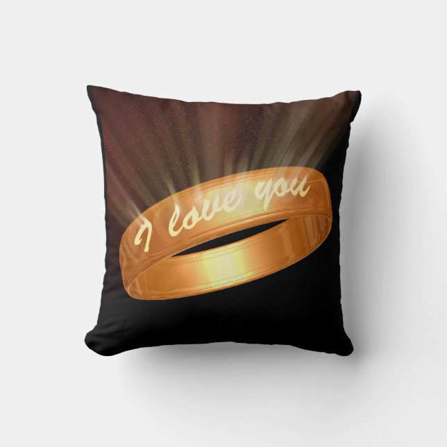 "I love you" Golden Ring Cushion (Front)