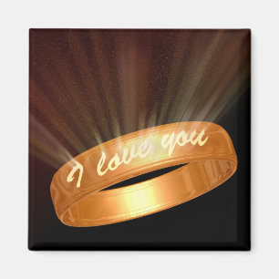 "I love you" Golden Ring Magnet