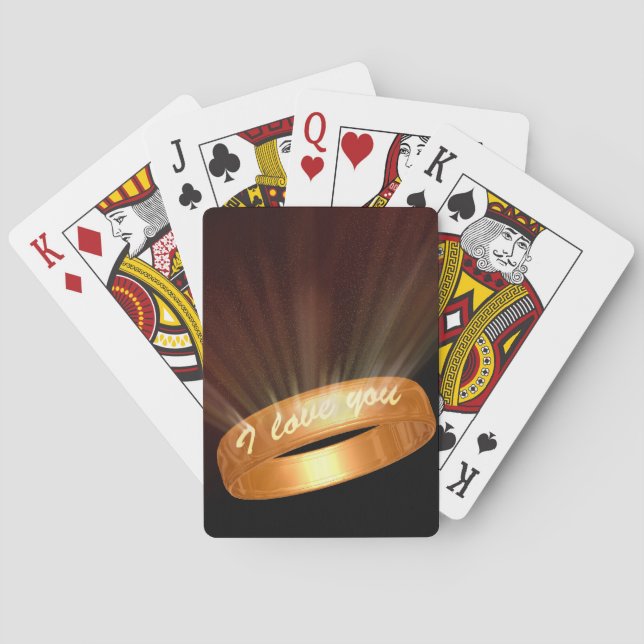 "I love you" Golden Ring Playing Cards (Back)