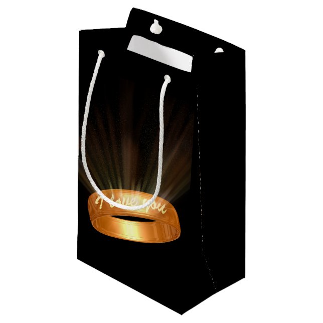 "I love you" Golden Ring Small Gift Bag (Front Angled)