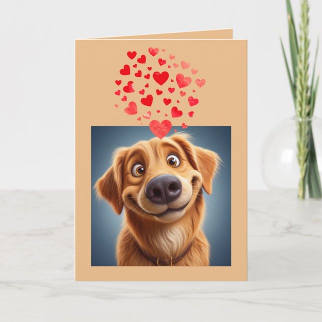 I love you Goofy in Love Dog Hearts Card (Front)