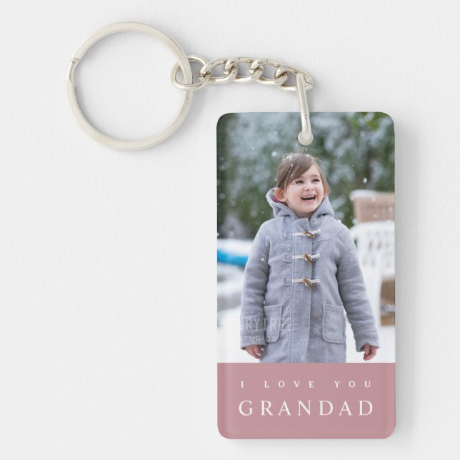 I Love You Grandad Modern Pink 2 Photo Key Ring (Front)