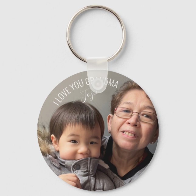 I Love You Grandma Baby Photo Keychain (Front)