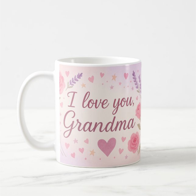 I Love You Grandma Gift – Floral Gift Design  Coffee Mug (Left)