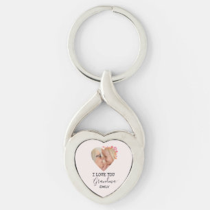 I Love You Grandma   Personalised Heart Keychain