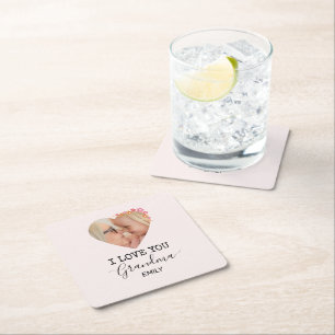 I Love You Grandma Personalised Paper Coaster