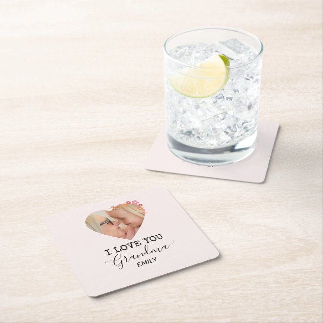 I Love You Grandma | Personalised Paper Coaster (Insitu)