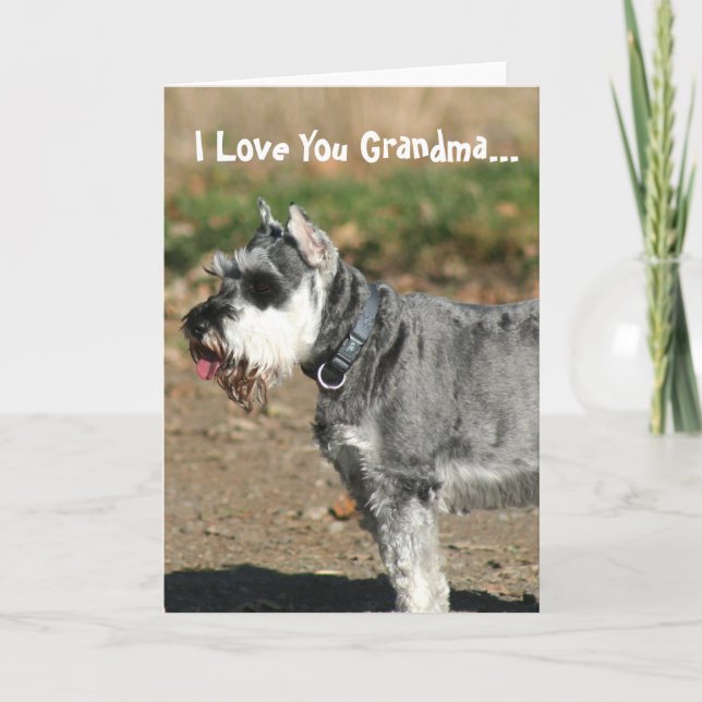 I Love You Grandma Schnauzer dog greeting card (Front)