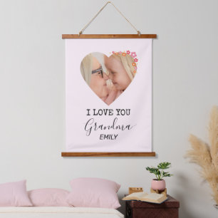 I Love You Grandma   Wood Topped Wall Tapestry