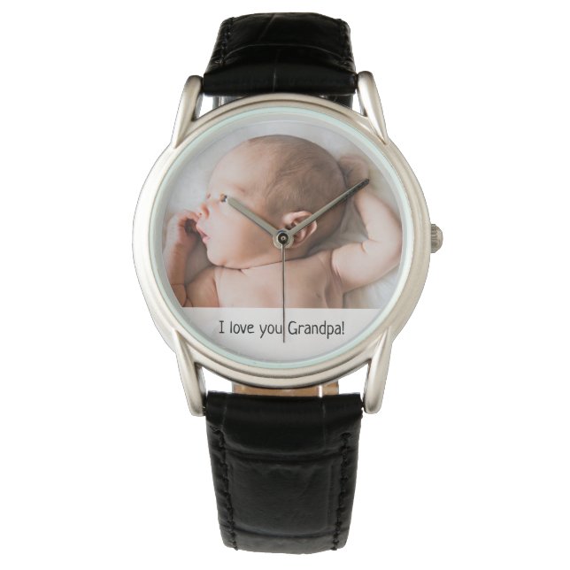 I love you grandpa custom baby photo father's day watch (Front)