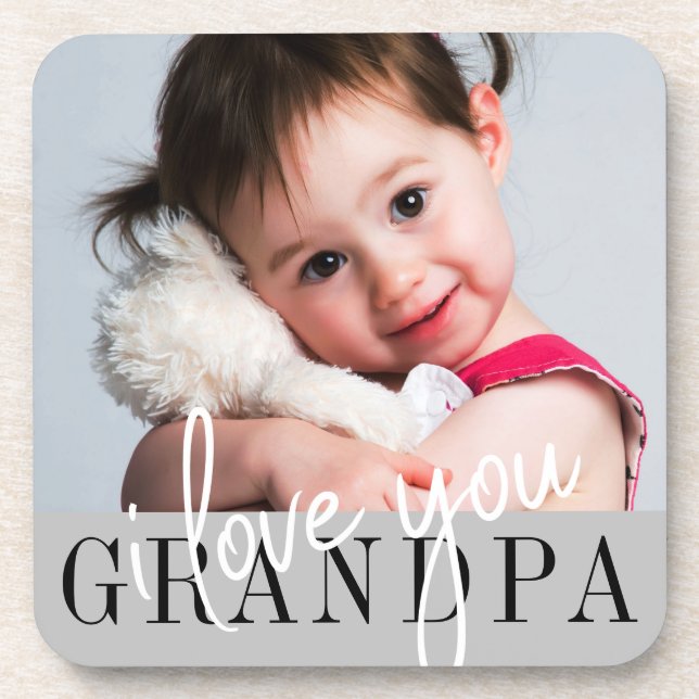 I Love You Grandpa Custom Photo Coaster (Front)