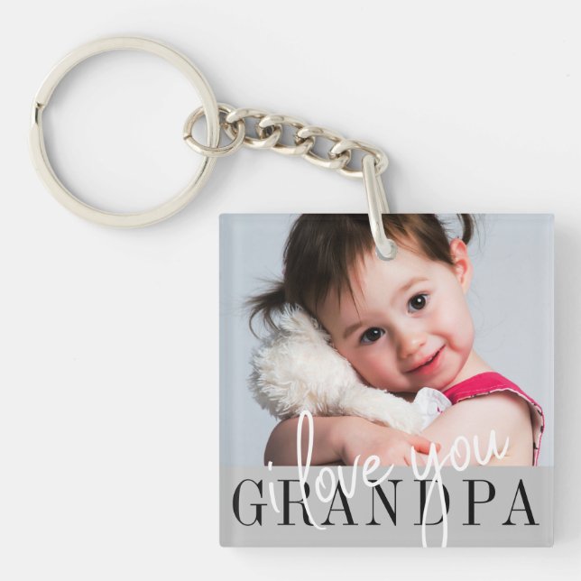 I Love You Grandpa Custom Photo Key Ring (Front)
