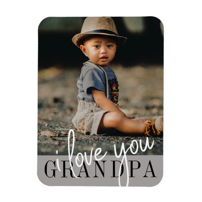 I Love You Grandpa Custom Photo Magnet (Vertical)