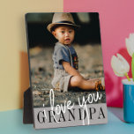 I Love You Grandpa Custom Photo Plaque<br><div class="desc">Modern photo plaque featuring single photo of a child and ''I love you Grandpa'' in modern lettering on a grey background. Beautiful gift for grandfathers.</div>