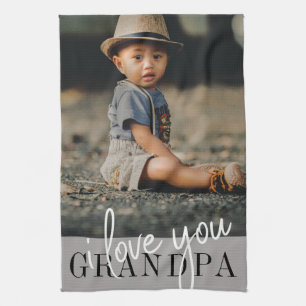 I Love You Grandpa Custom Photo Tea Towel