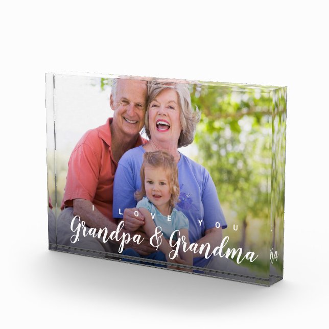 I Love You Grandpa Grandma Custom Photo Block (Right)
