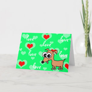 I Love You Greeting Card with Cartoon Chihuahua