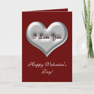 I love you grey heart with metallic effect holiday card