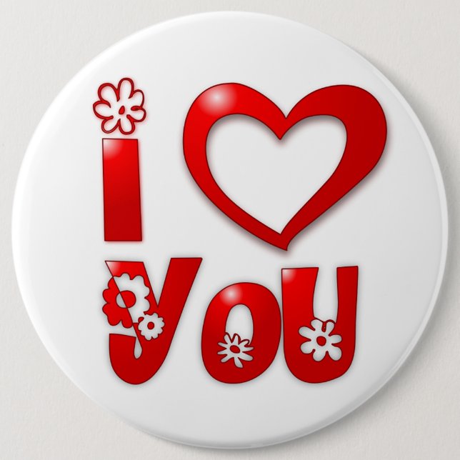 "I LOVE YOU" GROOVY FLOWERS BUTTON (Front)