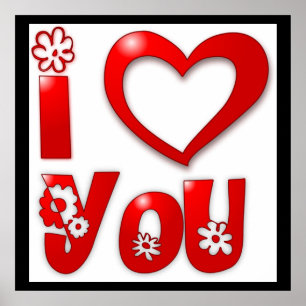 "I LOVE YOU" GROOVY FLOWERS POSTER