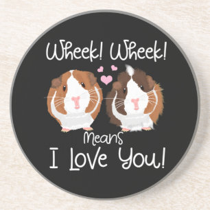 I Love You Guinea Pig Cavy Roddent Coaster