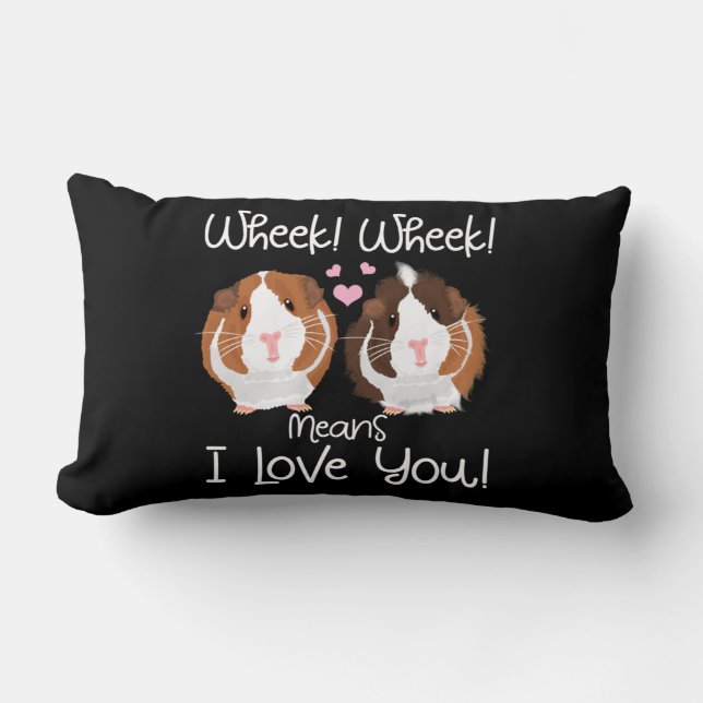 I Love You Guinea Pig Cavy Roddent Lumbar Cushion (Front)